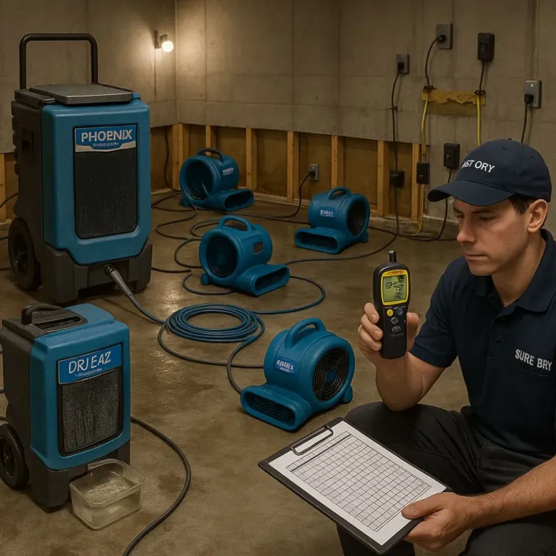 Structural Drying and Dehumidification process in Portola Valley, CA
